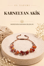 Karnelyan Akik Doğal Taş Merdiven Kapama Bileklik Özel Tasarım