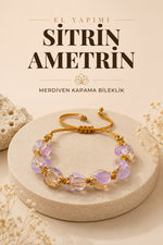Sitrin-Ametrin Doğal Taş Merdiven Kapama Naturel Kesim Bileklik Özel Tasarım