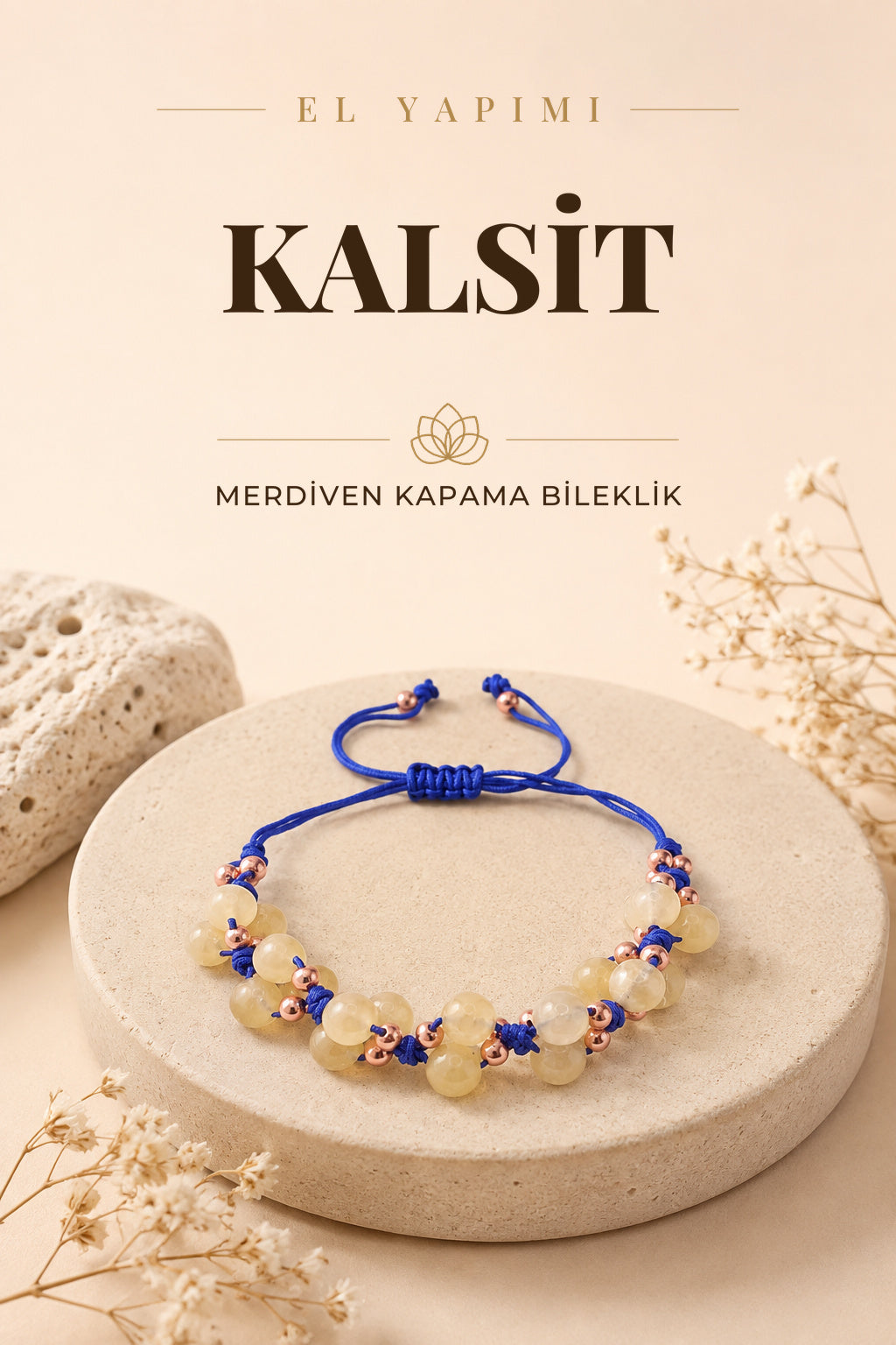 Kalsit Doğal Taş Merdiven Kapama Bileklik Özel Tasarım