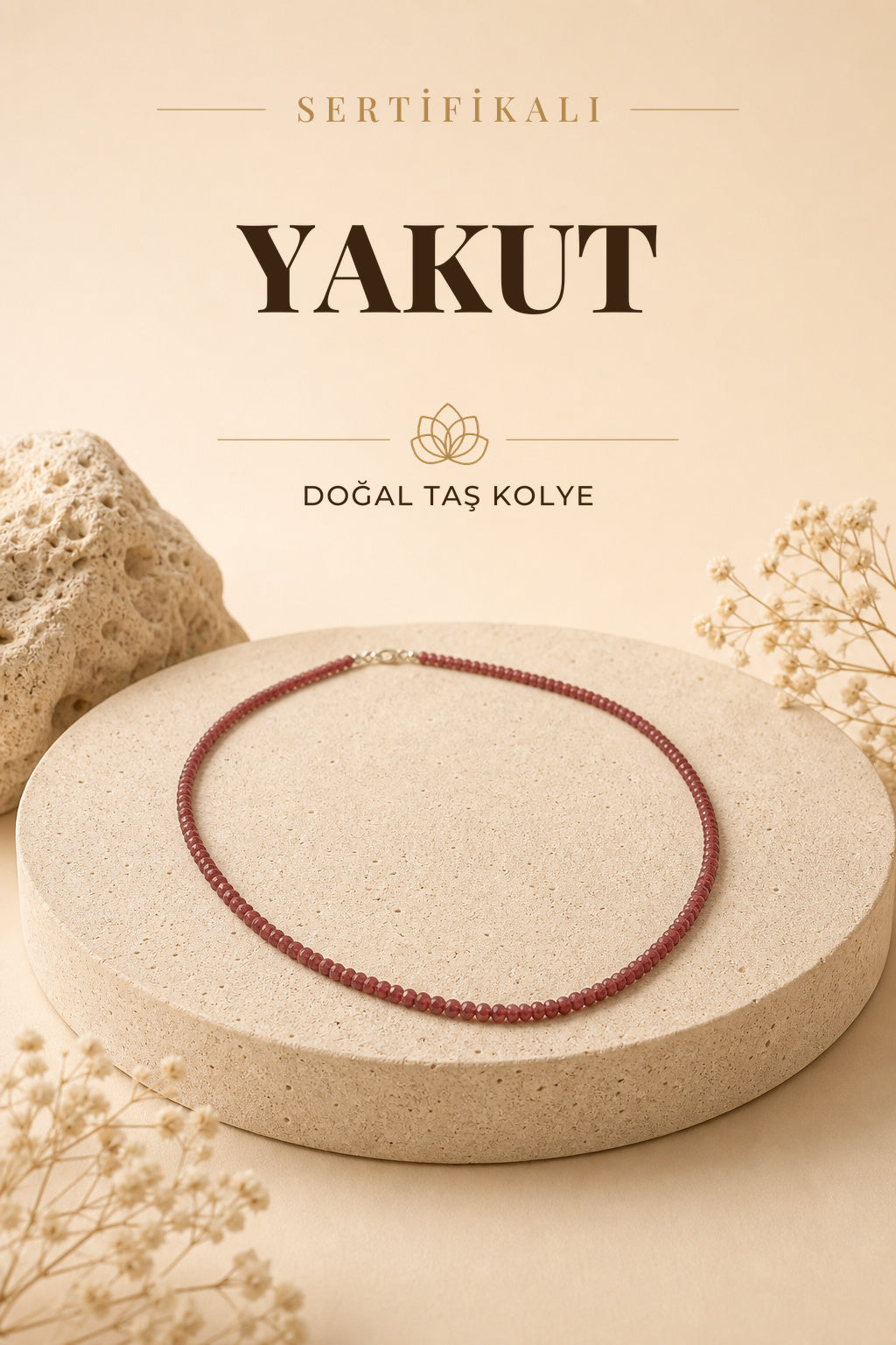 Sertifikalı Yakut Doğal Taş Kolye