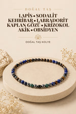 Erkek Öğrenci Kolye- Lapis, Sodalit, Kehribar, Labradorit, Kaplan Gözü, Krizokol, Akik, Obsidyen