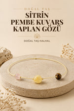 Sitrin, Pembe Kuvars Ve Kaplan Gözü Doğaltaş Kadın, Erkek Ikili Halhal Ts033