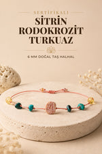 Sertifikalı Sitrin, Rodokrozit, Hakiki Turkuaz Doğaltaş Halhal 6 Mm, B930