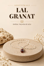 Sertifikalı Lal Granat Doğaltaş Kolye Ucu, Gümüş Zincirle Birlikte 1,5x1,5 Cm, M478