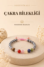 Sertifikalı Çakra Doğal Taş Makrome Bileklik - 8 Mm B762