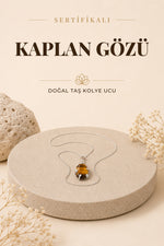 Sertifikalı Kaplan Gözü Doğaltaş Kolye Ucu, Gümüş Zincirle Beraber M429