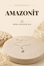 Sertifikalı Amazonit Doğaltaş Kolye Ucu, Gümüş Zincirle Beraber M430