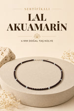 Sertifikalı Lal Akuamarin Doğaltaş Kolye Bileklik 4 Mm, M425