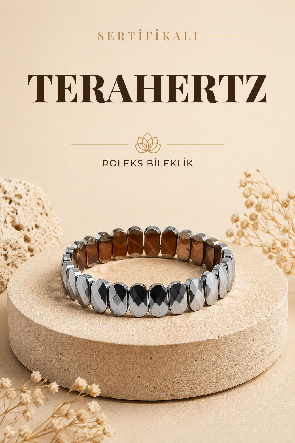 Sertifikalı Terehartz Doğal Taş Roleks Bileklik-b800
