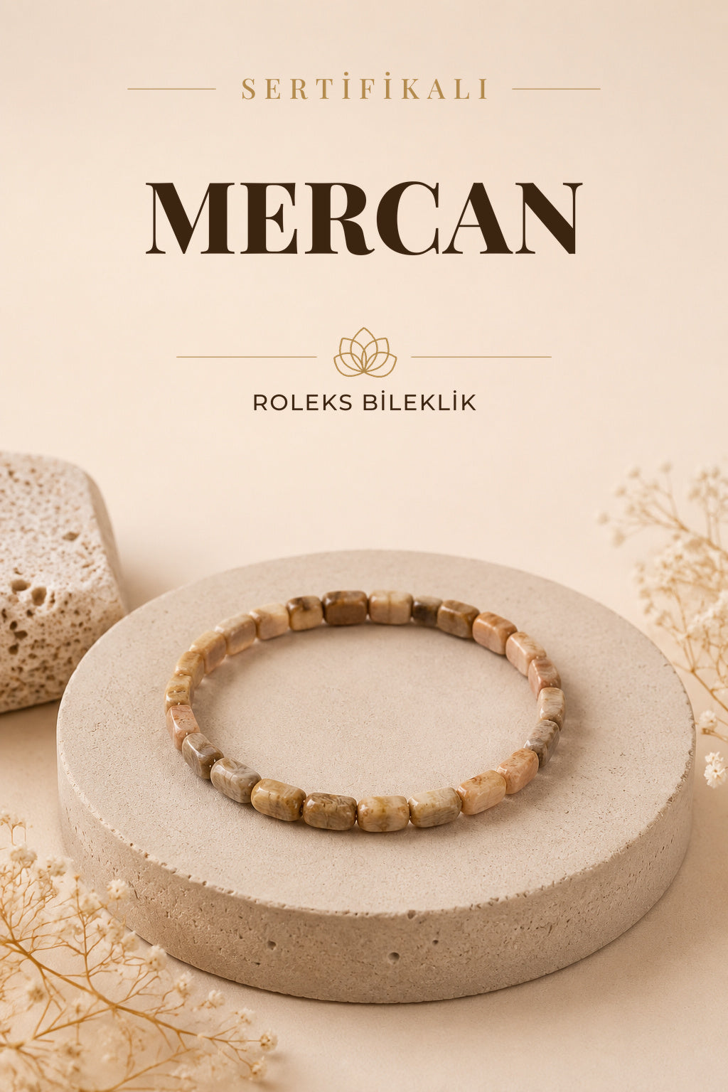 Sertifikalı Mercan Doğaltaş Roleks Bileklik B901