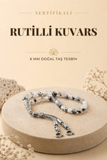 Sertifikalı Rutilli Kuvars Doğaltaş Tesbih 6 Mm, T213
