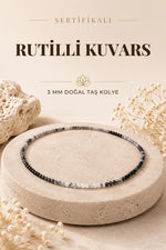 Sertifikalı Rutilli Kuvars Doğal Taş Kolye 3 Mm - M406