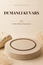 Sertifikalı Dumanlı Kuvars Doğal Taş Kolye 3 Mm - M402