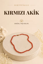 Sertifikalı Kırmızı Akik Doğal Taş Kolye M205