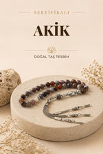 Sertifikalı Bostwana Akik Doğal Taş Tesbih