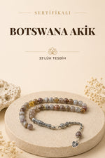 Sertifikalı Botswana Akik 33'lük Doğal Taş (GÜMÜŞ AKSAMLI) 8 Mm