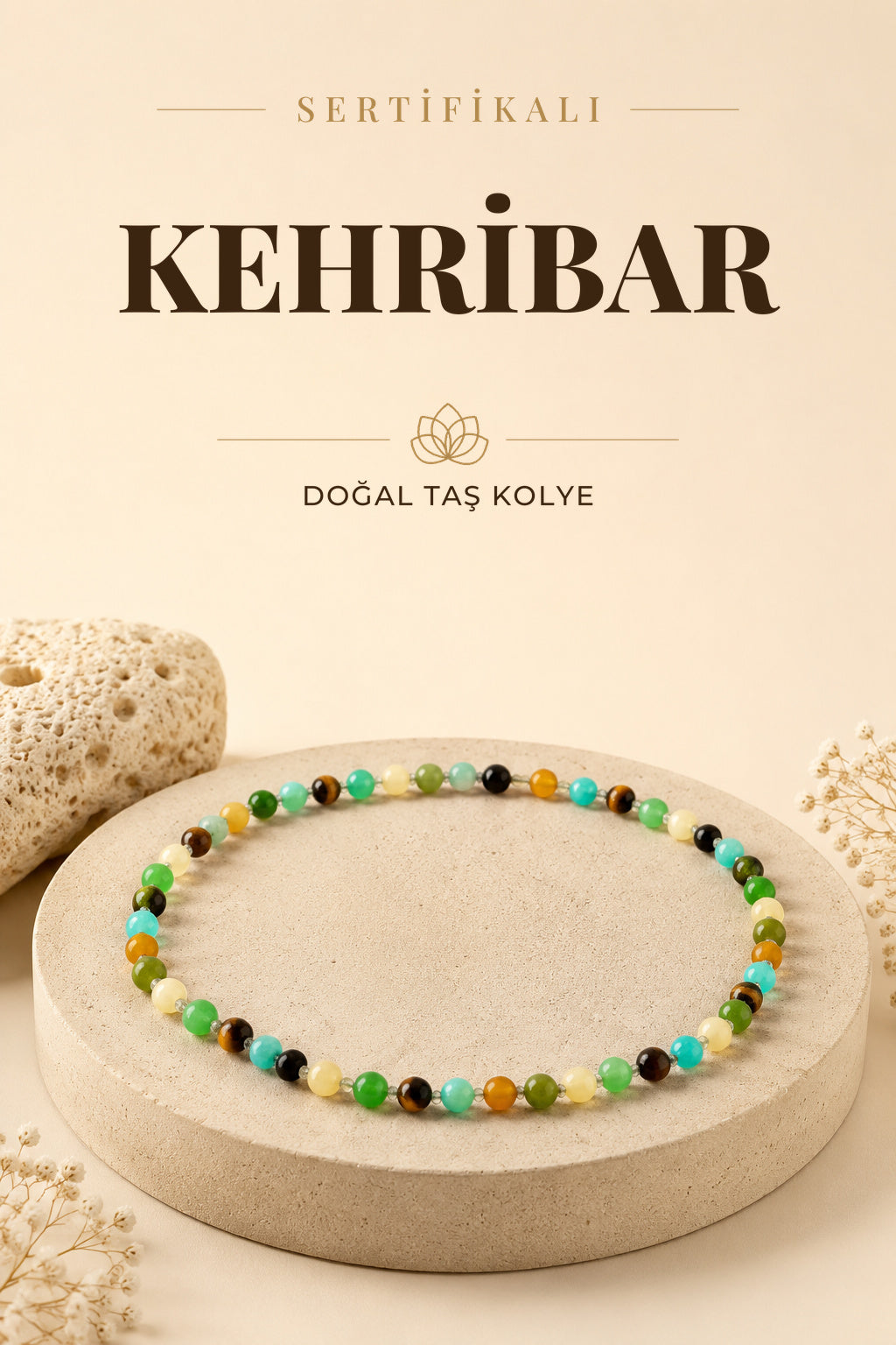 Sertifikalı Bebek Karışık Kehribar Kolye No:2 (33-35 CM)