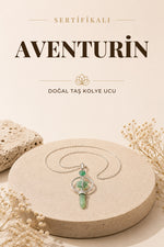 Sertifikalı Aventurin Doğaltaş Markapon Yıldızlı Kolye Ucu, Gümüş Zincirle Birlikte Ku001