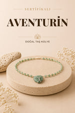 Sertifikalı Aventurin Gümüş Zincirli Sarmal Kolye M372