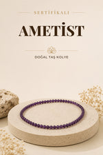 Sertifikalı Ametist Doğal Taş Kolye
