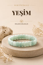 Sertifikalı Yeşim (HURMA YEŞİMİ) Doğal Taş Roleks Bileklik B796