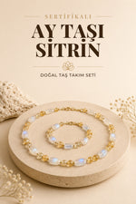 Sertifikalı Ay Taşı-sitrin Kolye Ve Bileklik Set Takı