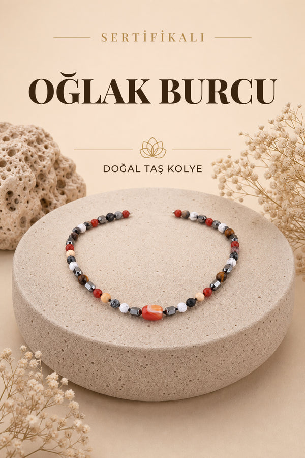 Sertifikalı Oğlak Burcu Doğal Taş Kolye M256