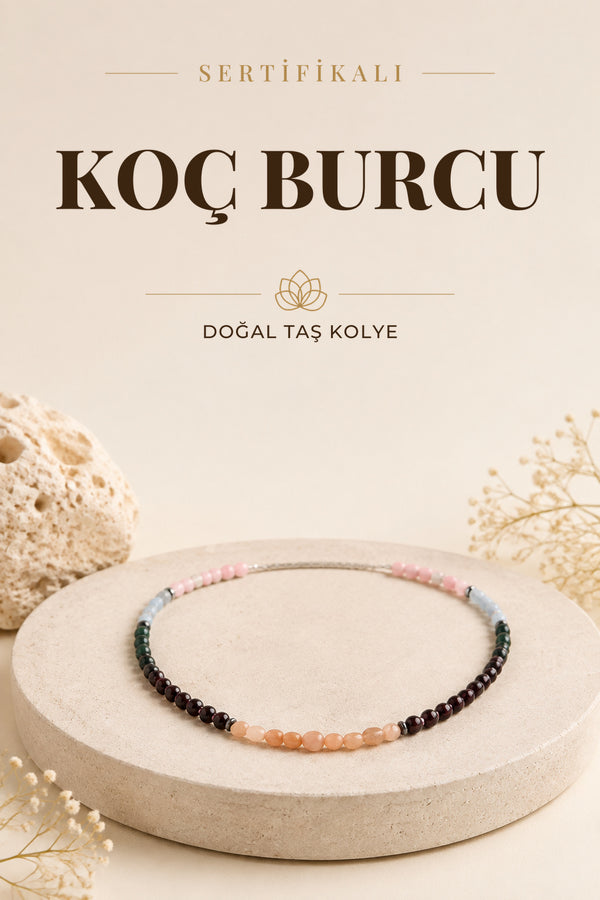 Sertifikalı Koç Burcu Doğal Taş Kolye M208