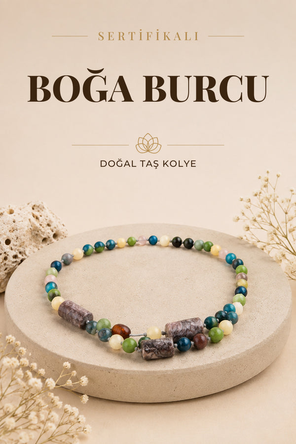Sertifikalı Boğa Burcu Doğal Taş Kolye M250