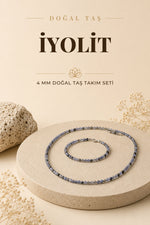 Iyolit Taşı Kolye Bileklik Takım 4 mm