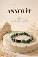 Sertifikalı Anyolit Doğal Taş Bileklik Naturel Kesim