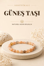 Sertifikalı Güneş Taşı Doğal Taş Bileklik Naturel Kesim