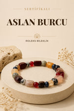Sertifikalı Aslan Burcu Doğal Taş Roleks Bileklik B002
