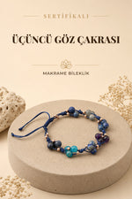 Sertifikalı Üçüncü Göz Çakra Bilekliği Lapis, Sodalit, Ametist Doğal Taşlı Makrome Kapama