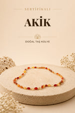 Sertifikalı Akik Natural Kesim Doğal Taş Kolye