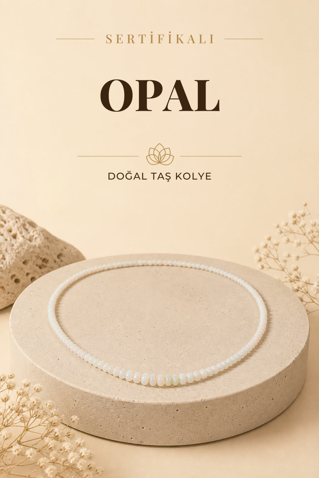 Sertifikalı Gökkuşağı Opal Doğal Taş Kolye