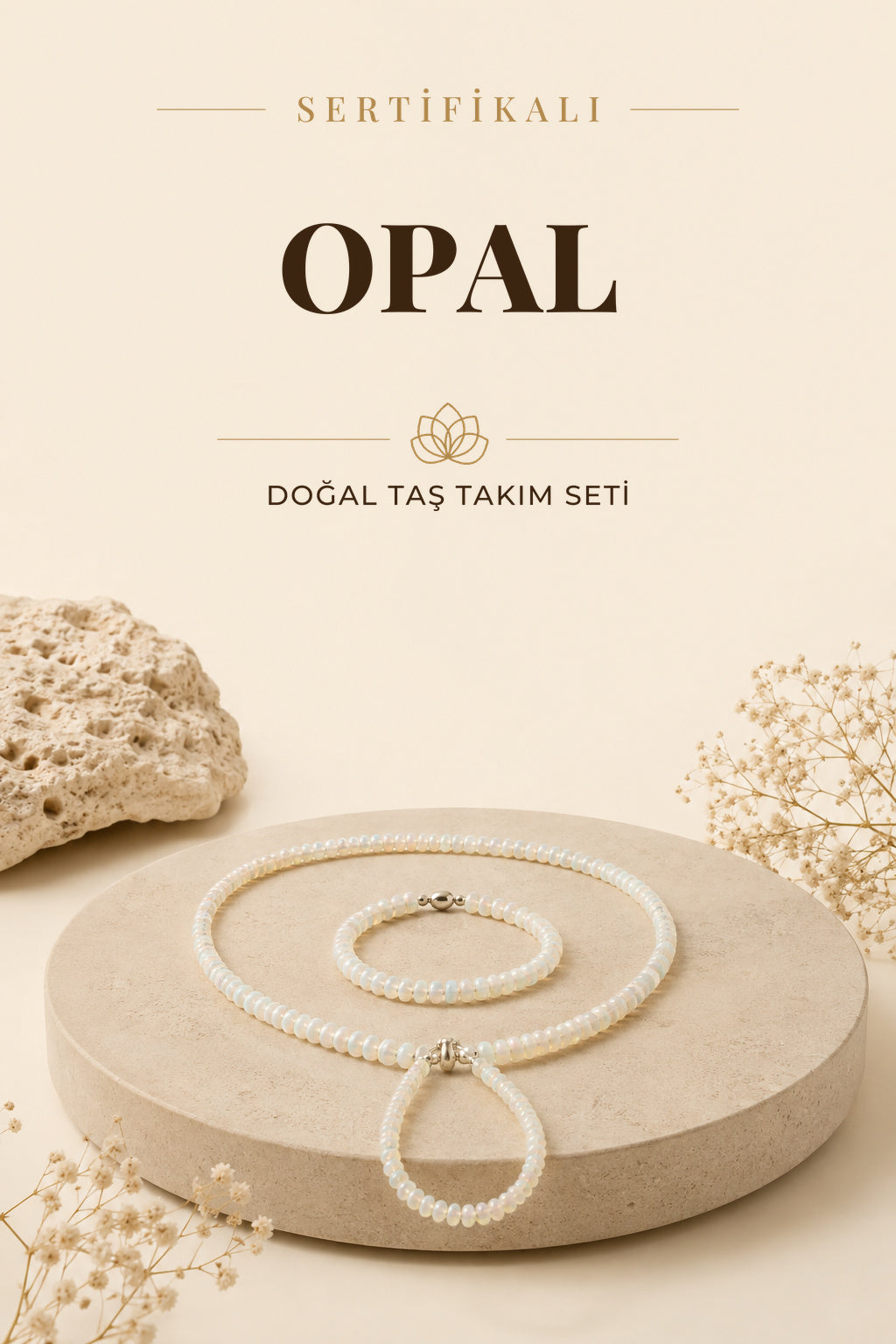 Sertifikalı Gökkuşağı Opal Doğal Taş Kolye Ve Bileklik Takım