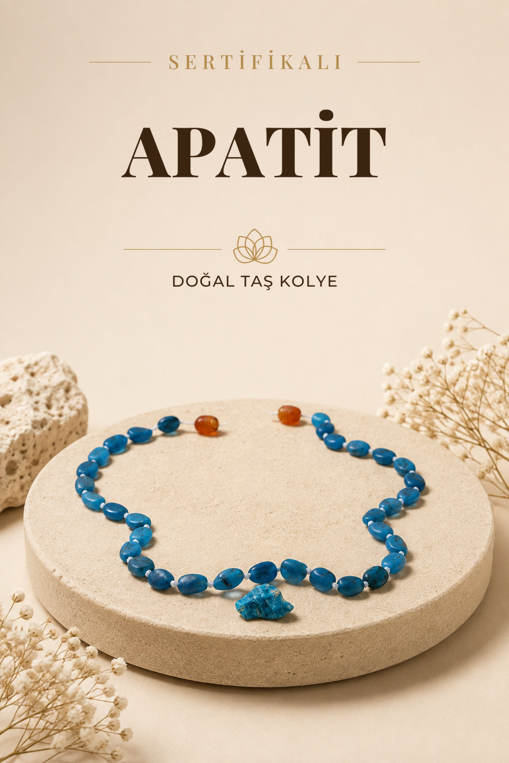Sertifikalı Apatit Doğal Kesim Kolye