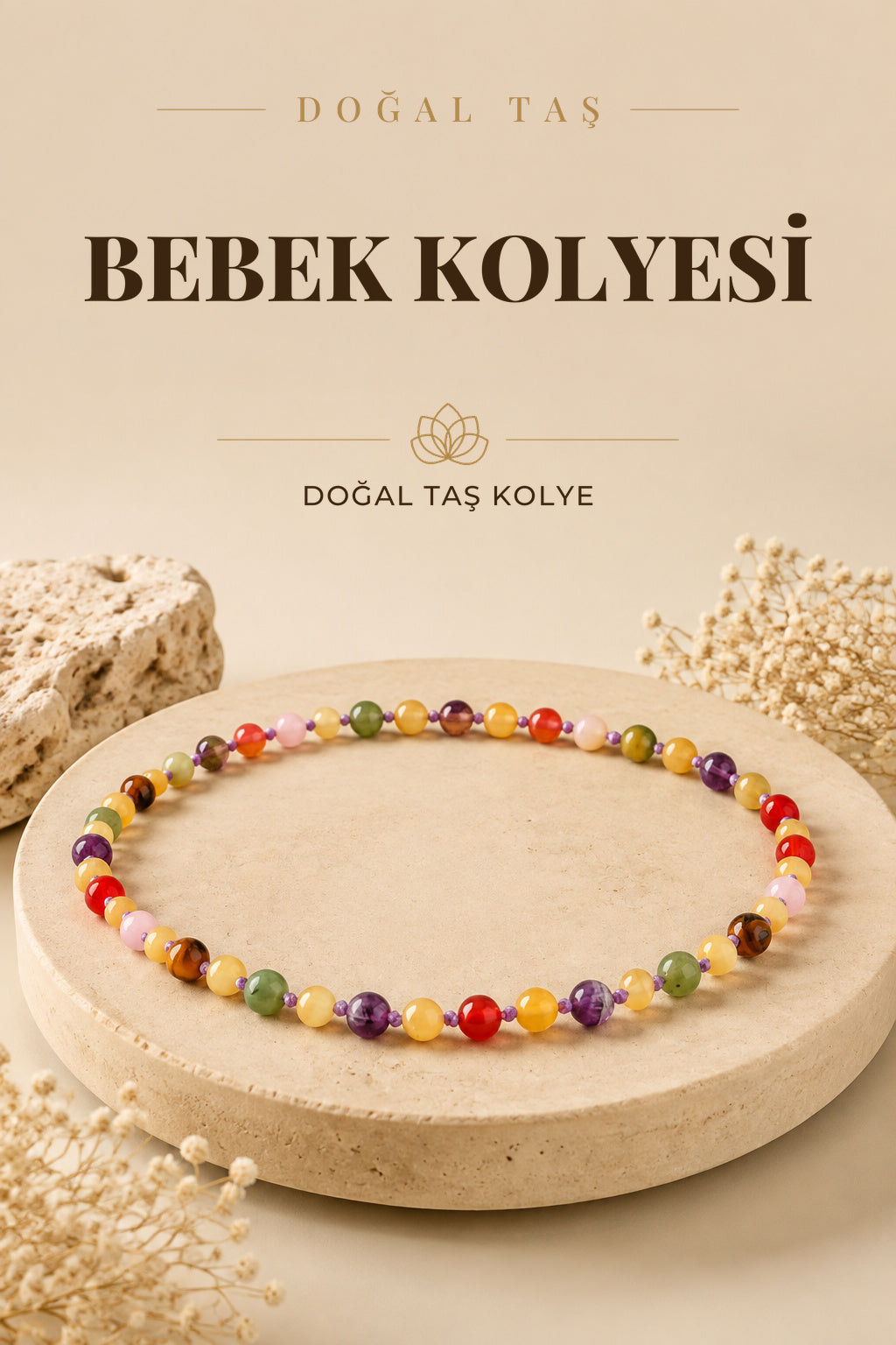 Doğal Taş Bebek Kolye 0-3 Yaş