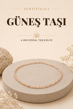 Sertifikalı Güneş Taşı Doğal Taş Kolye 4mm
