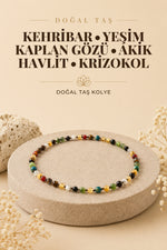 Doğal Taş Bebek Kolye - Kehribar,yeşim,kaplan Gözü,akik,havlit,krizokol