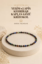 Sertifikalı Doğal Taş Bebek Kolye - Yeşim-lapis-kehribar-kaplan Gözü-krizokol