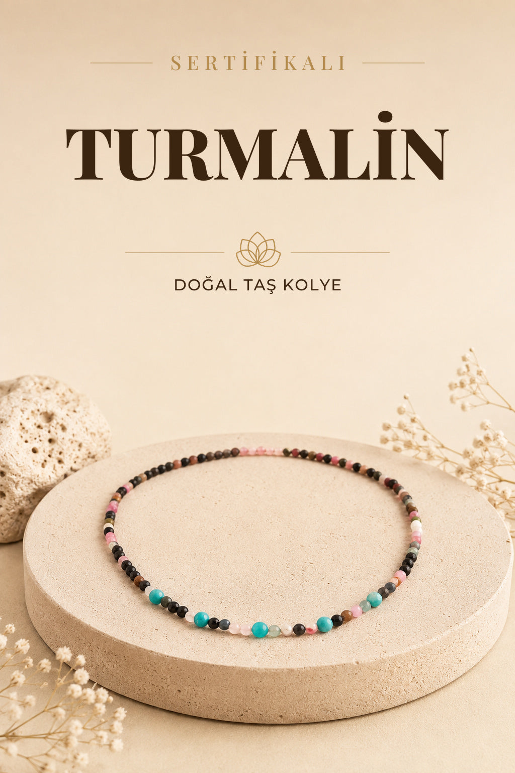 Sertifikalı Doğal Taş Kolye Bileklik Takımı - Turmalin-turkuvaz Ts008