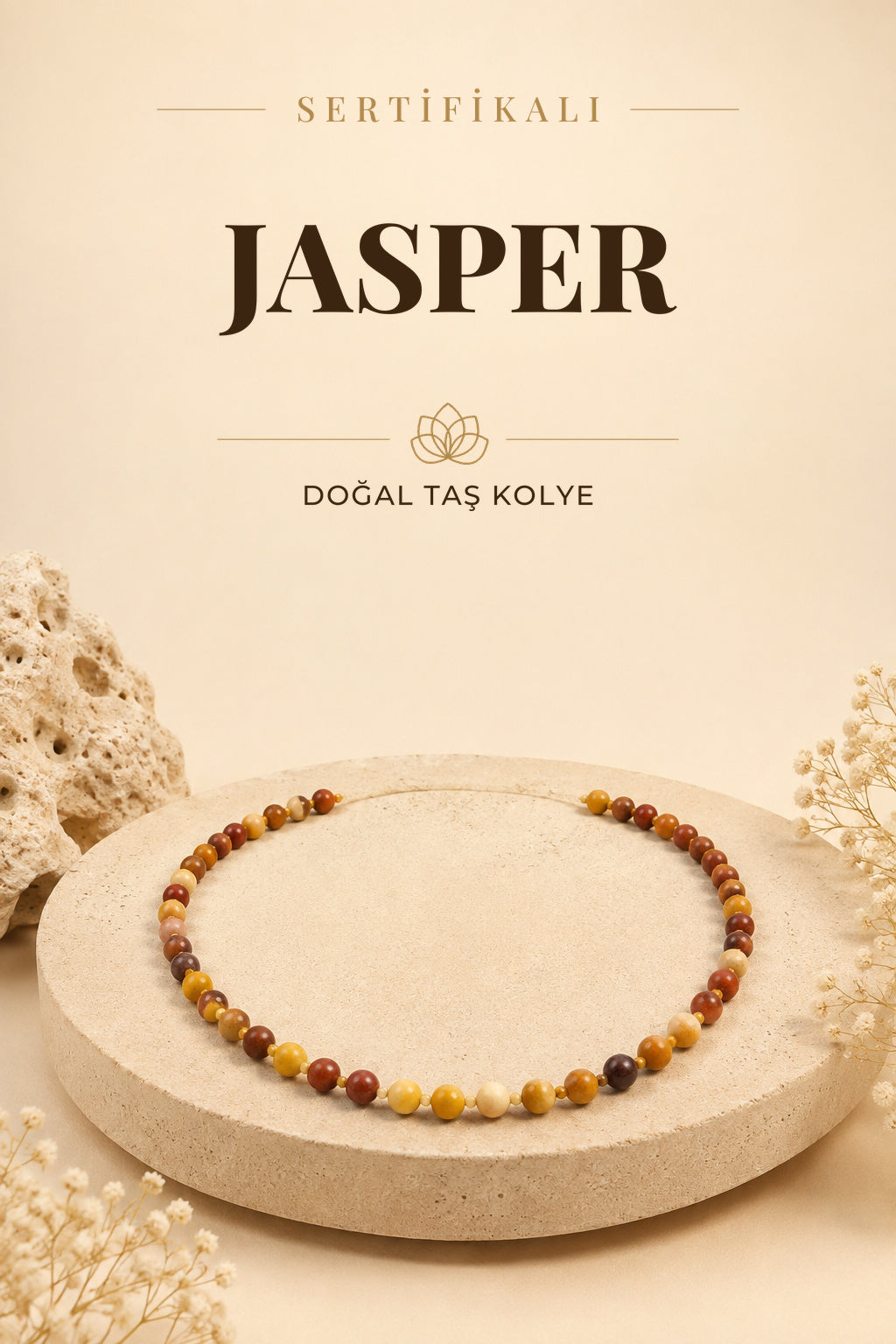 Sertifikalı Jasper Doğal Taş Kolye