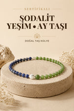 Sertifikalı Sodalit-yeşim-ay Taşı Kolye