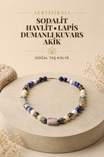 Sertifikalı Sertifikalı Öğrenci Başarı Kolye-sodalit-havlit-lapis-dumanlı Kuvars-akik Doğal Taş