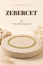 Sertifikalı Zebercet Doğal Taş Kolye - 4mm Yeşil