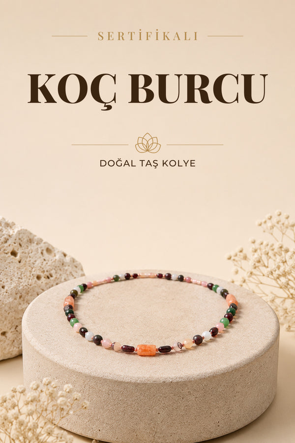 Sertifikalı Koç Burcu Doğal Taş Kolye M252