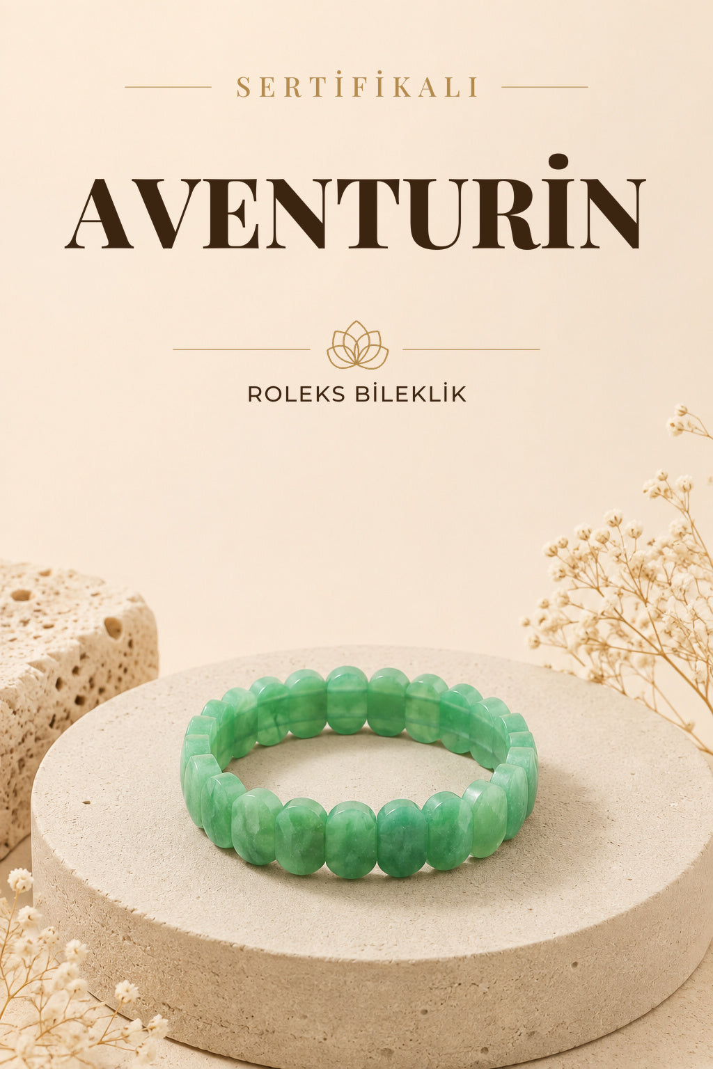 Sertifikalı Aventerin Doğal Taş Roleks Bileklik B715