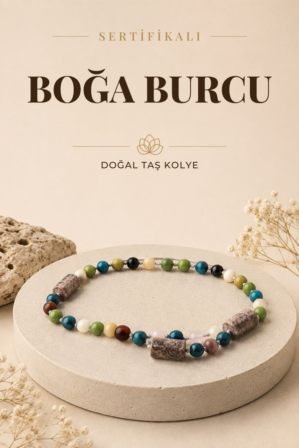 Sertifikalı Boğa Burcu Doğal Taş Kolye M085